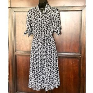 Calvin Klein Floral Black & White Midi Dress